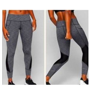 Athleta Relay Tight 2.0 Heathered Gray Black Mesh Leggings